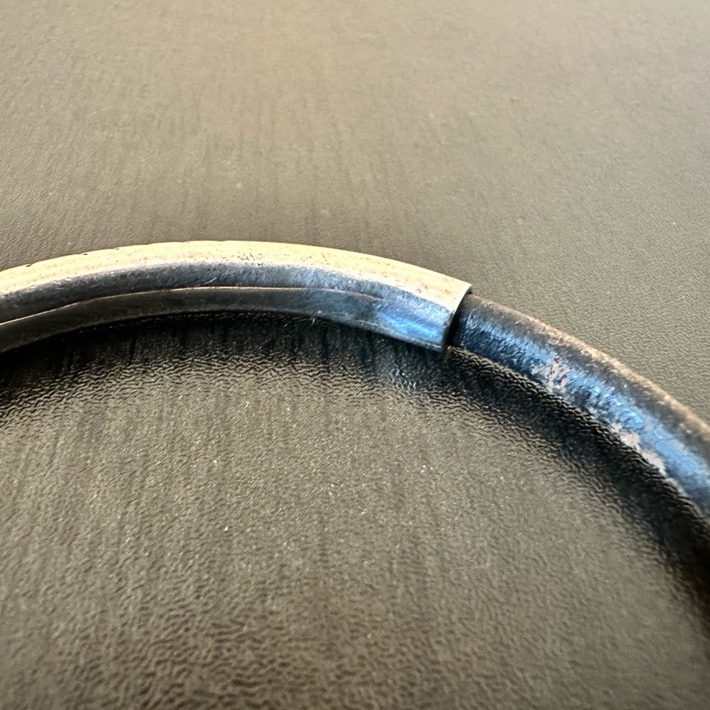 Vintage Taxco Sterling Silver & leather Bracelet - Picture 4 of 6